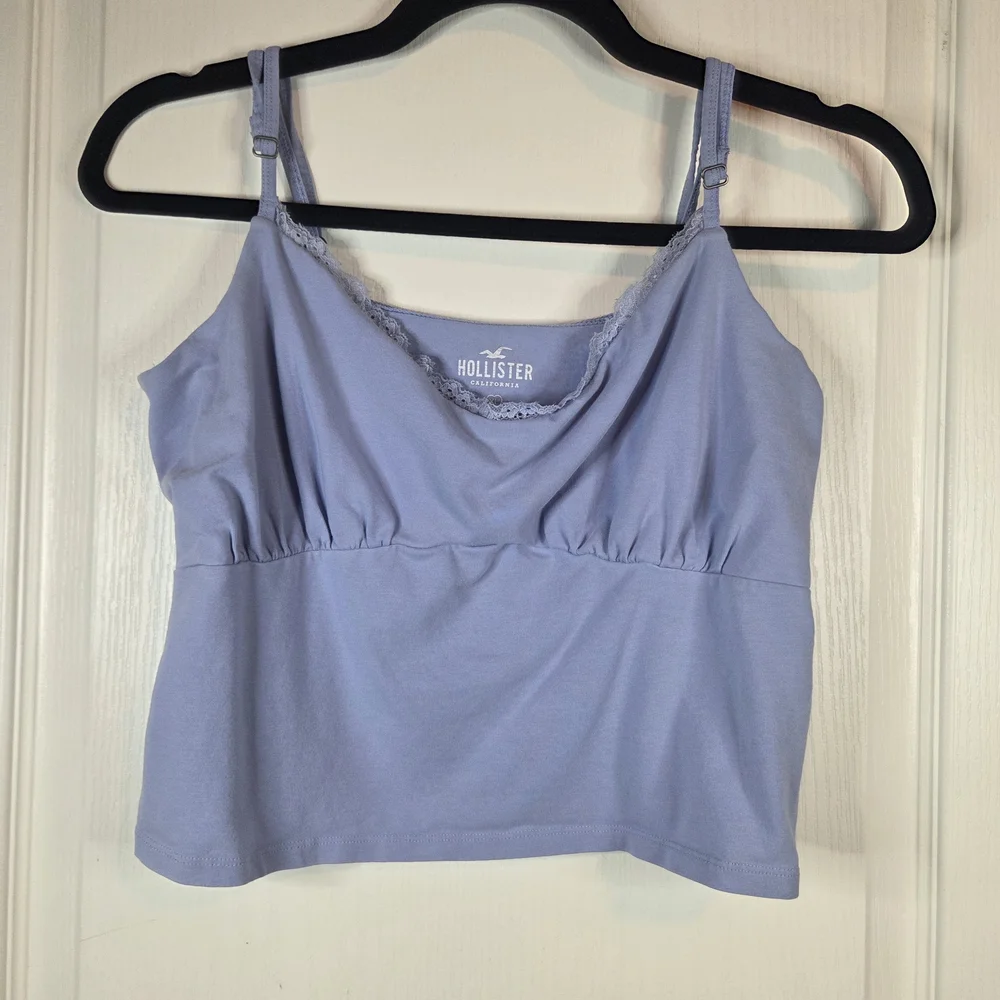 Hollister Lace Edge Cropped Tank Lavender Size Extra Large - Picture 1 of 3